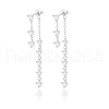 S925 Sterling Silver Clear Cubic Zirconia Tassel Stud Earrings FD9909-2-2