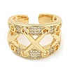 Letter X Clear Cubic Zirconia Open Cuff Ring RJEW-L121-018G-2