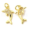 Rack Plating Brass Micro Pave Clear Cubic Zirconia Pendants KK-D036-23G-1