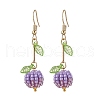 Fruit 304 Stainless Steel Glass Seed Dangle Earrings EJEW-MZ00459-4