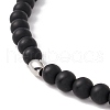 Natural Dyed & Heated Black Agate Round Beaded Necklace NJEW-B083-02-3