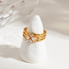 3Pcs 304 Stainless Steel Micro Pave Cubic Zirconia Ring Sets RJEW-S625-02G-2