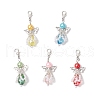 Angel Glass Pearl Beaded Pendants Decorations HJEW-JM03404-2