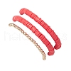 3Pcs 3 Styles Teachers' Day Polymer Clay Beads Stretch Bracelet & Alloy Enamel Apple Charm Bracelet Set for Women BJEW-TA00607-5