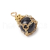 Natural Black Stone Pendants PALLOY-JF03396-03-3