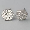 304 Stainless Steel Textured Geometry Stud Earrings Findings with Hole STAS-WH0027-54F-2
