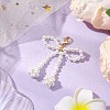 Bowknot Shell Pearl Beaded Pendant Decoration HJEW-TA00297-2