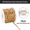 Beebeecraft 1 Roll PVD Vacuum Plating 304 Stainless Steel Paperclip Chains CHS-BBC0001-08-2