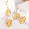 Stainless Steel Hollow Leaf Alligator Hair Clips & Stud Earrings & Pendant Necklaces Sets for Women IK7131-1-2