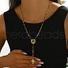 Stainless Steel Geometric Portrait Tassel Cross Punk Retro Lady Rosary Bead Necklaces HN1728-3-2