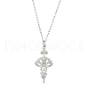 304 Stainless Steel Lotus Pendants Necklaces NJEW-JN04561-01-2