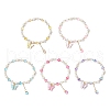 5Pcs Frosted Dyed Synthetic Moonstone & Shell Pearl Round Beads Stretch Bracelets BJEW-JB11822-2