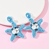 Starfish Glass Seed Beads Dangle Stud Earrings EJEW-S273-03-3