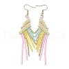 Nuggets Glass Seed Beaded Tassel Dangle Earrings EJEW-MZ00434-3
