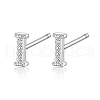 Rhodium Plated 925 Sterling Silver Initial Letter Stud Earrings HI8885-09-1