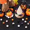 SOFPLATE 210Pcs 8 Styles Halloween Theme Printed Natural Wooden Beads WOOD-SP0001-07-4
