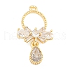 Rack Plating Brass Micro Pave Clear Cubic Zirconia Pendants KK-F089-10G-1