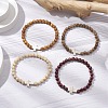 4Pcs Natural Wood Beads Stretch Bracelets for Women BJEW-JB11338-1