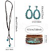 Alloy & Synthetic Turquoise Nuggets Pendant Necklaces & Teardrop Stud Dangle Earrings & Multi-layer Feather Bracelets Sets FS-WG989B2-01-5