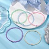5Pcs 5 Colors Heart Acrylic & Glass Seed Beaded Stretch Bracelet Sets BJEW-JB10476-3
