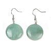 Natural Green Aventurine Flat Round Dangle Earrings EJEW-D188-03P-03-2