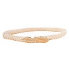 Leaf Alloy with Plastic Pearl Round Beaded Waist Beads FS-WG59949-01-5