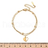 304 Stainless Steel Heart Charm Chain Bracelets BJEW-M097-01A-G-5