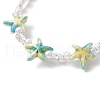 Starfish Synthetic Turquoise & Imitated Pearl Acrylic & Glass Twisted Bugle Beaded Bracelets for Women BJEW-JB11850-4
