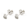 Lock S925 Sterling Silver Micro Pave Clear Cubic Zirconia Stud Earrings for Women EJEW-K307-03A-P-4