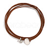Flat Round & Oval Alloy Pendant Suede Cord Multi-Layer Choker Necklaces for Women FS-WG2F217-02-2