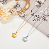 FIBLOOM 2Pcs 2 Colors Stainless Steel Shell Shape Locket Pendant Necklaces Set NJEW-FI0001-28-3