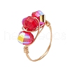 Transparent Electroplate Glass Beads with Eco-Friendly Copper Wire Rings RJEW-JR00877-4
