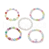 5Pcs Kids Round Acrylic Beaded Stretch Bracelet & ABS Plastic Imitation Pearl Round Beads Stretch Bracelet Sets BJEW-JB11558-2