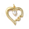 Heart Rack Plating Brass Micro Pave Clear Cubic Zirconia Pendants KK-K377-56G-1