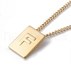Titanium Steel Initial Letter Rectangle Pendant Necklace for Men Women NJEW-E090-01G-06-1