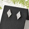 Rhombus Brass Micro Pave Clear Cubic Zirconia Stud Earrings for Women EJEW-G428-16P-3