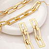 Rectangle Alloy Link Chain Necklaces & Bracelets & Stud Dangle Earrings Sets FS-WG74F2B-01-3