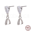 Anti-Tarnish Rhodium Plated 925 Sterling Siler Dangle Stud Earing Settings STER-K038-008P-6
