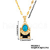 Brass Clear Cubic Zirconia and Black Enamel Rectangle with Oval Pendant Necklaces for Daily Wear AY5004-1-4