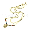 Ion Plating(IP) 304 Stainless Steel Herringbone Chains Double Layer Necklace NJEW-H013-01G-1