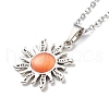 Cat Eye Sun Pendant Necklace with 304 Stainless Steel Cable Chains for Women NJEW-JN03974-5