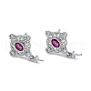 Brass Cubic Zirconia Rhombus Stud Earrings Findings KK-B087-04P-1-2