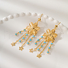 Elegant Brass Flower with Star Tassel Hoop Earrings PF9976-1-4