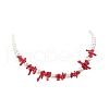 Dyed Synthetic Red Coral Chips & Shell Pearl Graduated Beaded Necklaces for Women NJEW-TA00065-5