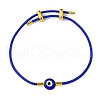 Lampwork Evil Eye & Brass Beaded Bangle BJEW-A008-01A-1