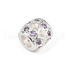 Hollow Barrel Rack Plating Brass Cubic Zirconia European Beads KK-L236-06S-2