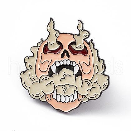 Skull with Flame Enamel Pin JEWB-A005-18-01-1