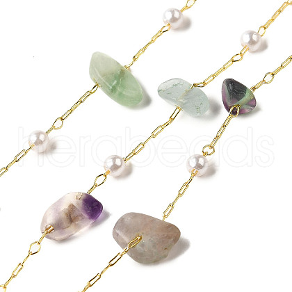 Handmade Natural Fluorite Chip Beaded Chains CHC-F020-02G-01-1