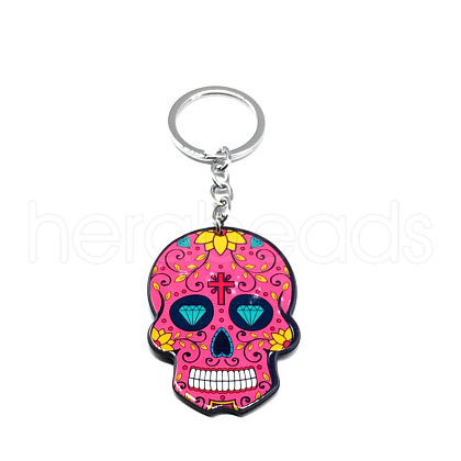 Plastic Pendant Keychain SKUL-PW0002-060E-1