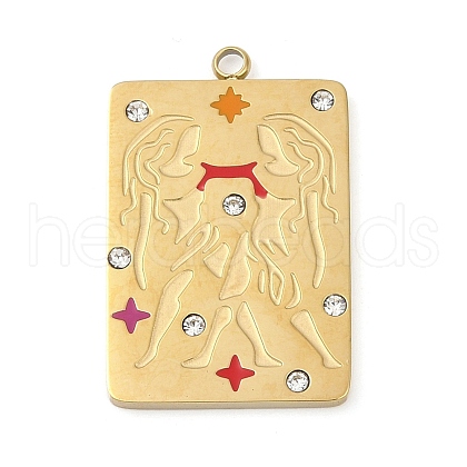 304 Stainless Steel Rhinestones Pendants STAS-D306-01G-C-1